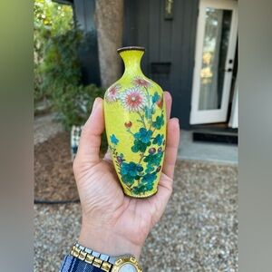 Vintage Floral Yellow Vase